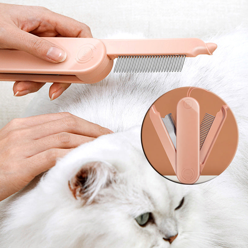 KFX-5424829 Dual-Teeth Pet Dematting Comb for Dogs and Cats - Ergonomic Non-Slip Handle for Easy Grooming