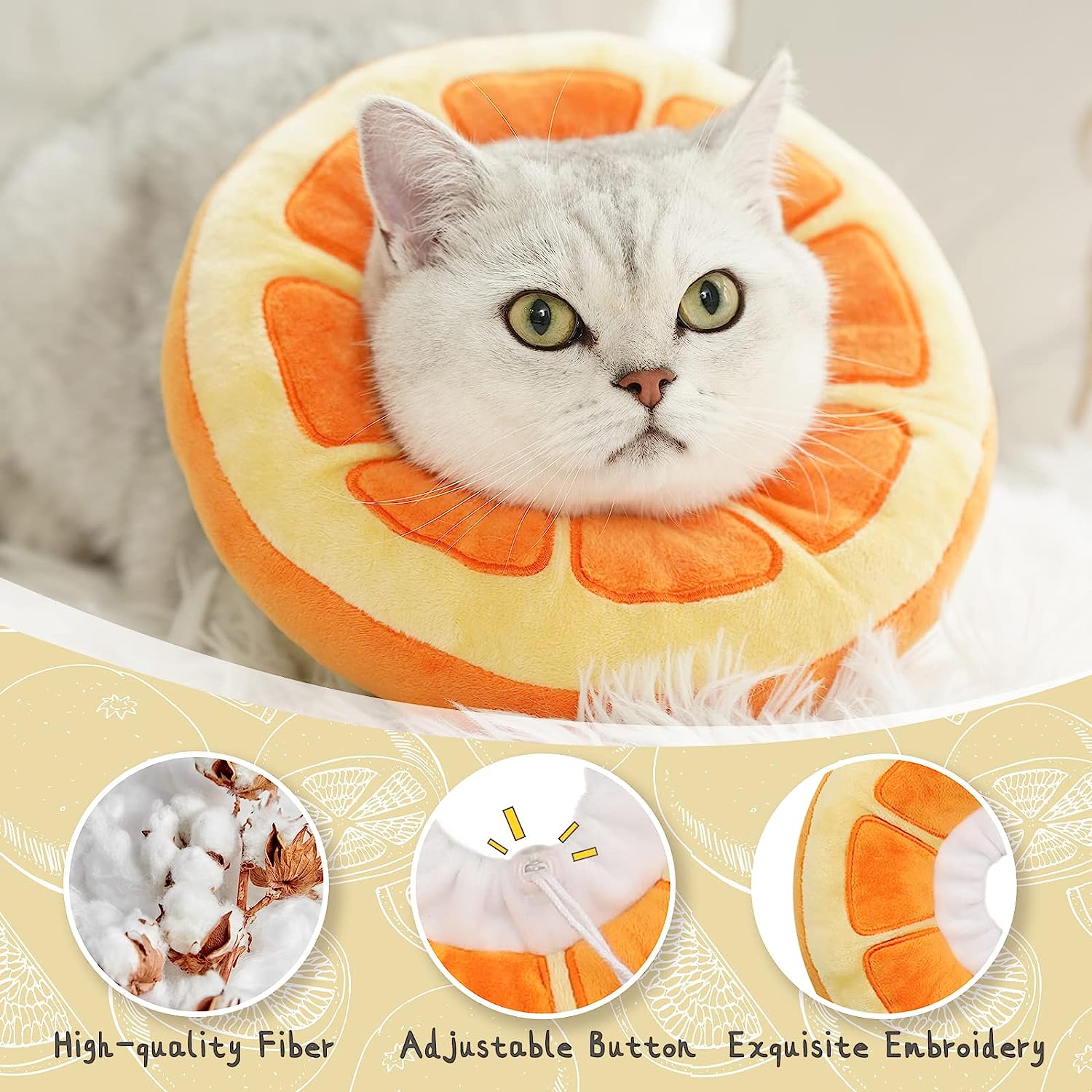 KFX-5426493 Adjustable Soft Fabric Cat Recovery Cone for Post-Surgery Care