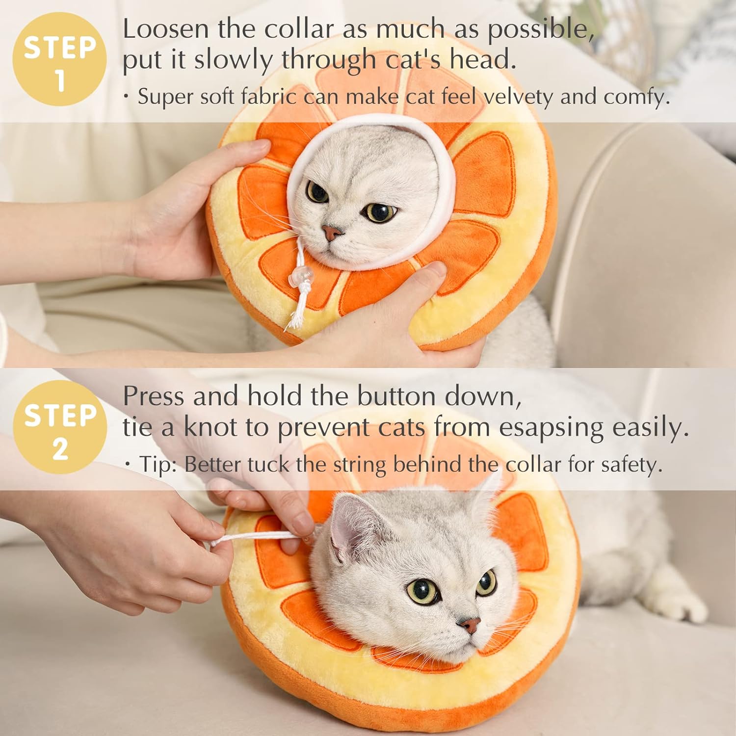 KFX-5426493 Adjustable Soft Fabric Cat Recovery Cone for Post-Surgery Care