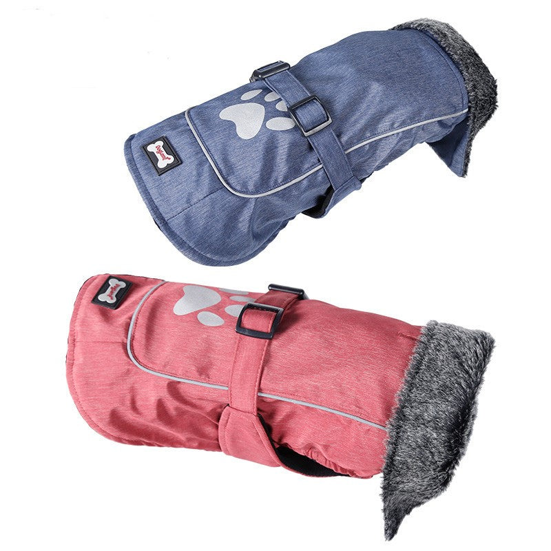 KFX-5427389 Waterproof and Warm Vest for Big Dogs in Blue and Red, Nylon with Thick Lamb Wool Lining, Sizes S to XXXL