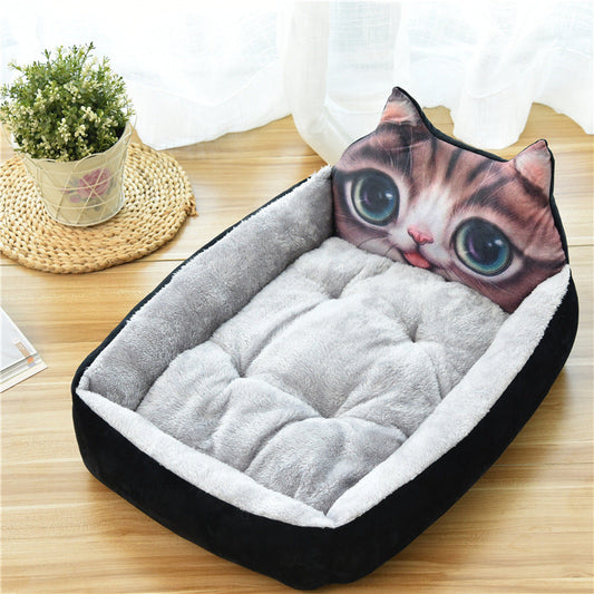 KFX-5427645 Warm Cozy Cartoon Doghouse Bed for Cats and Dogs in 7 Colors, Soft Velvet and Rebound PP Cotton