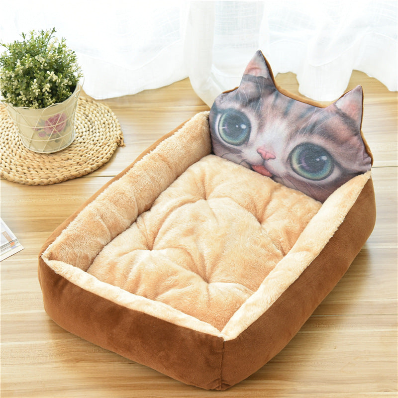 KFX-5427645 Warm Cozy Cartoon Doghouse Bed for Cats and Dogs in 7 Colors, Soft Velvet and Rebound PP Cotton