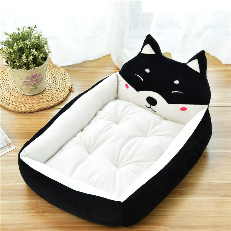 KFX-5427645 Warm Cozy Cartoon Doghouse Bed for Cats and Dogs in 7 Colors, Soft Velvet and Rebound PP Cotton
