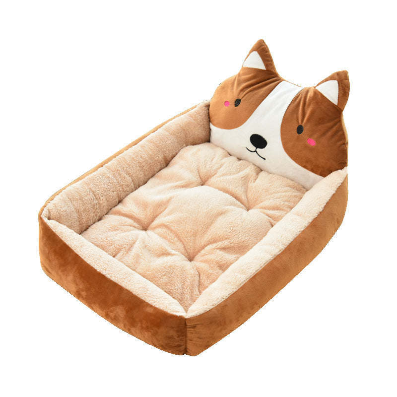KFX-5427645 Warm Cozy Cartoon Doghouse Bed for Cats and Dogs in 7 Colors, Soft Velvet and Rebound PP Cotton