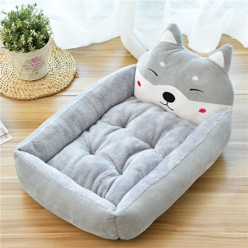KFX-5427645 Warm Cozy Cartoon Doghouse Bed for Cats and Dogs in 7 Colors, Soft Velvet and Rebound PP Cotton