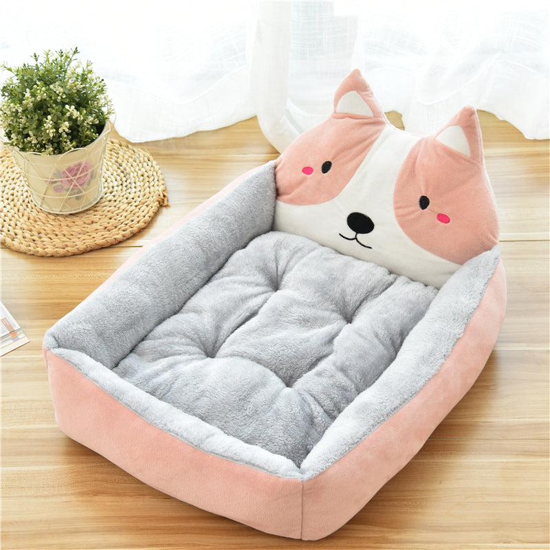 KFX-5427645 Warm Cozy Cartoon Doghouse Bed for Cats and Dogs in 7 Colors, Soft Velvet and Rebound PP Cotton