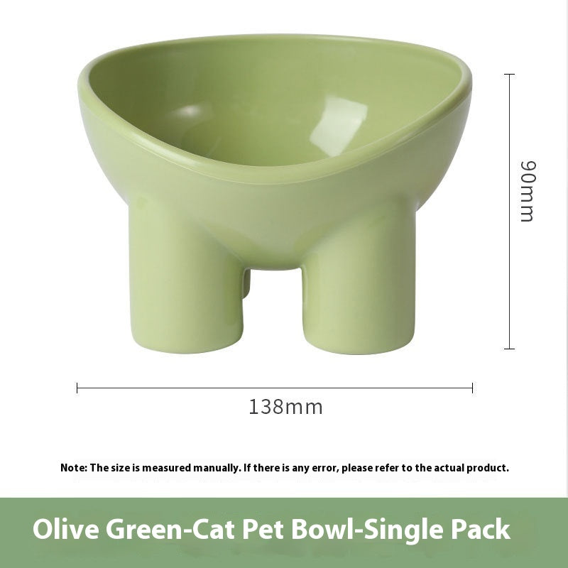 KFX-5429181 Elevated Double Pet Bowl for Cats - Neck Protection, Anti-Tumble Design, Available in Four Color Options