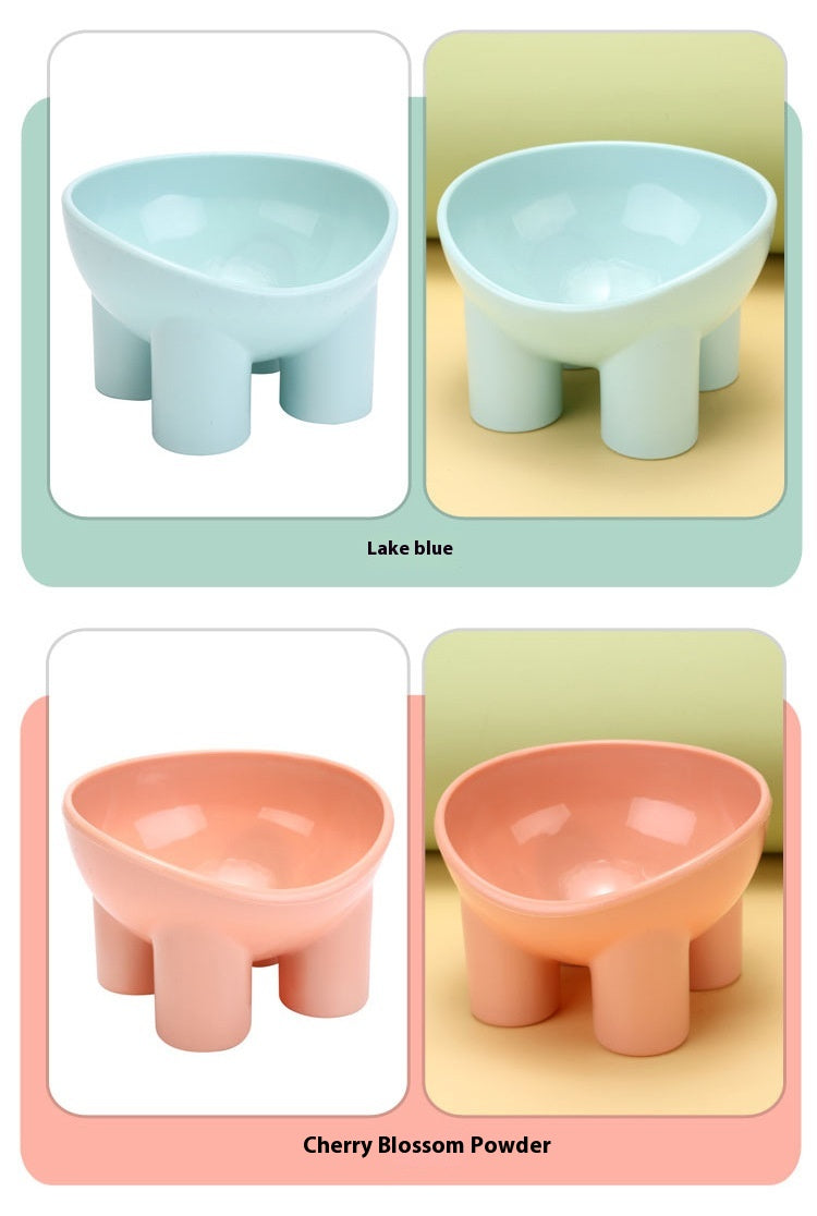 KFX-5429181 Elevated Double Pet Bowl for Cats - Neck Protection, Anti-Tumble Design, Available in Four Color Options