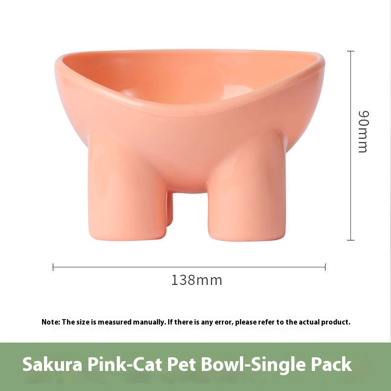 KFX-5429181 Elevated Double Pet Bowl for Cats - Neck Protection, Anti-Tumble Design, Available in Four Color Options