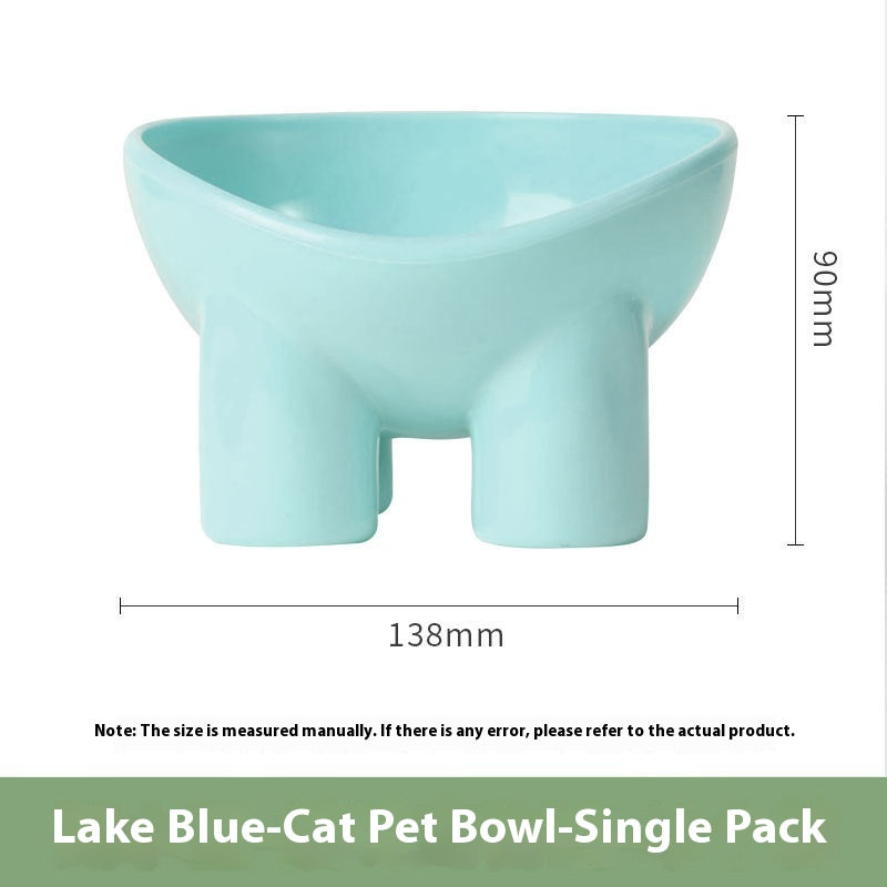 KFX-5429181 Elevated Double Pet Bowl for Cats - Neck Protection, Anti-Tumble Design, Available in Four Color Options