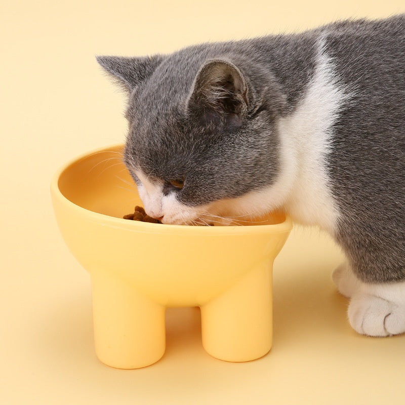 KFX-5429181 Elevated Double Pet Bowl for Cats - Neck Protection, Anti-Tumble Design, Available in Four Color Options
