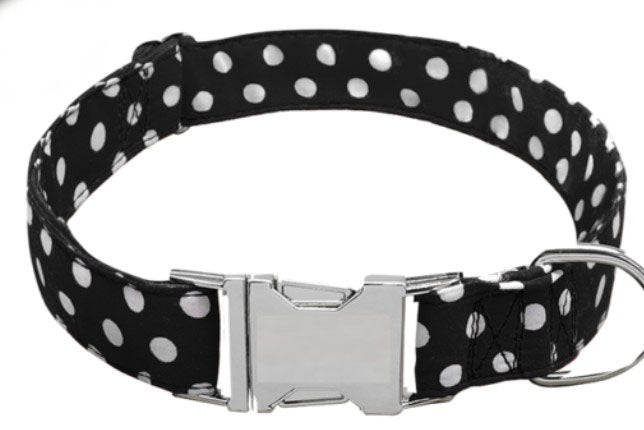 KFX-5430973 Durable Polyester Dog Collar with Adjustable Fit and Alloy Metal Accents