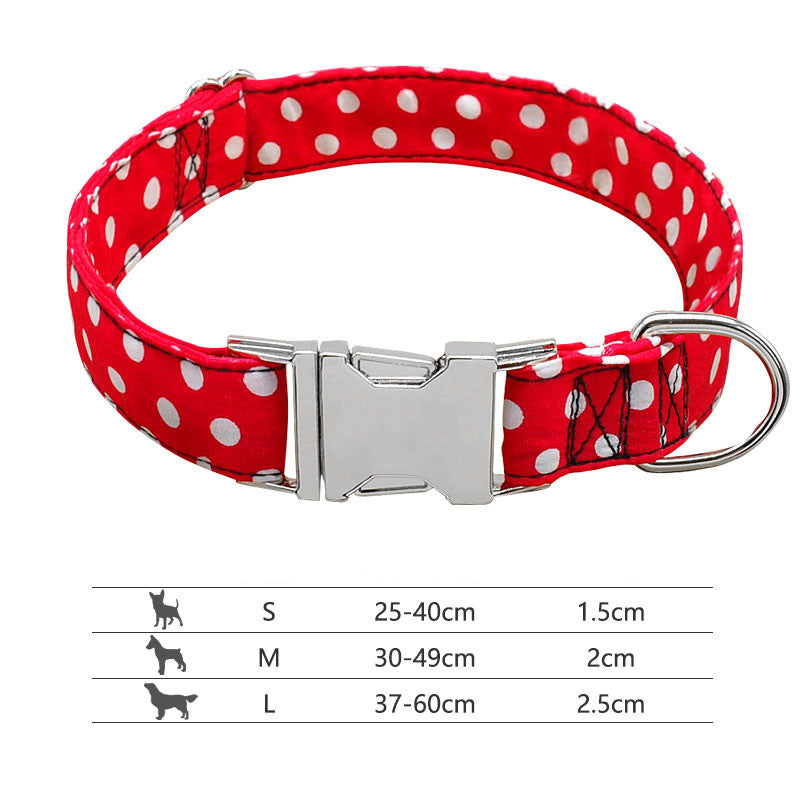 KFX-5430973 Durable Polyester Dog Collar with Adjustable Fit and Alloy Metal Accents