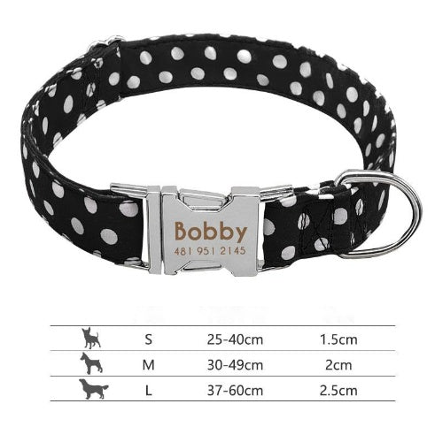 KFX-5430973 Durable Polyester Dog Collar with Adjustable Fit and Alloy Metal Accents