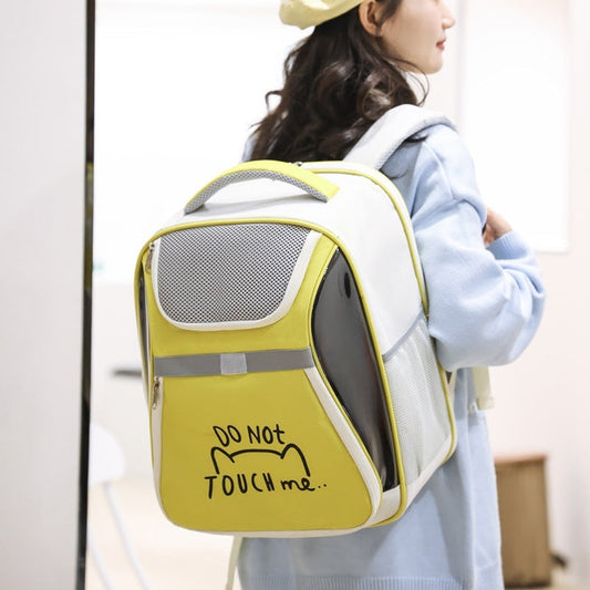 KFX-5431229 Portable Expandable Cat Backpack with Contrast Color Design, Medium Soft PVC Oxford Material