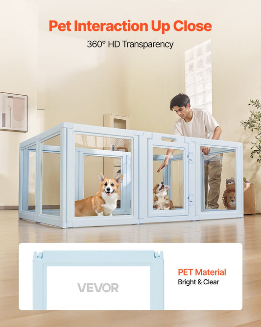 KFX-5432637 Transparent Whelping Box Playpen for Large Dogs - 76x49x30 Inch Easy Assembly Design
