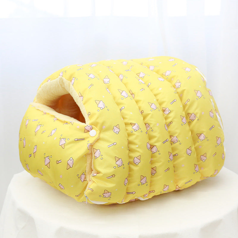 KFX-5433021 Cozy Semi-Enclosed Cat Nest Sleeping Bag with Removable Washable Cover in Various Colors