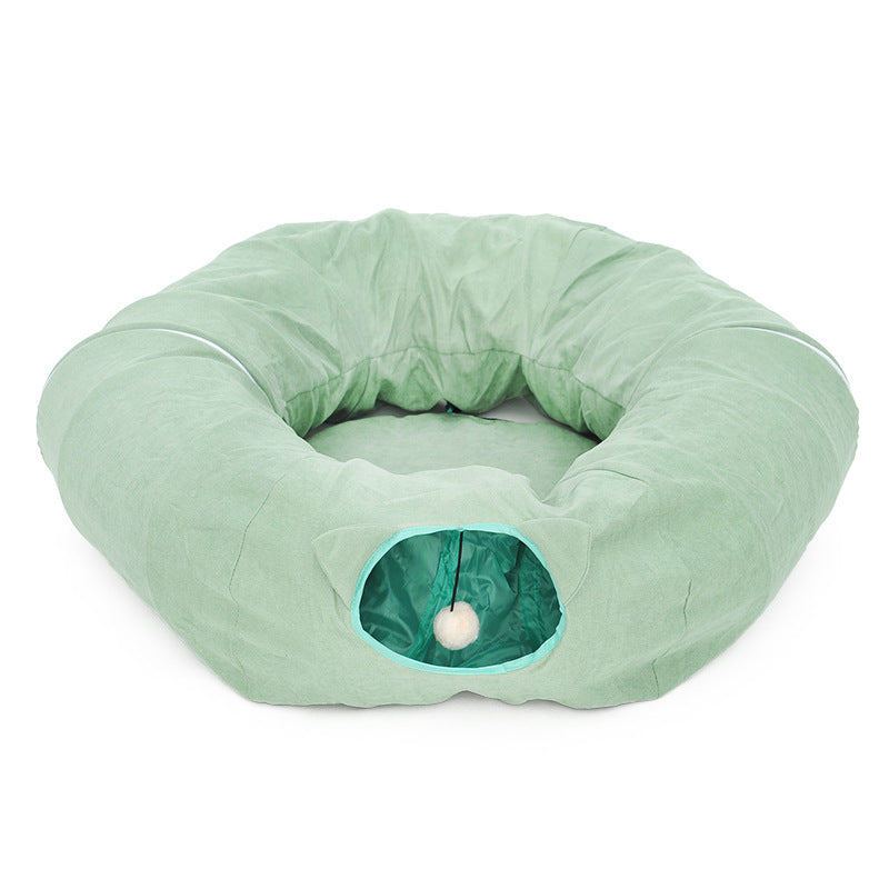 KFX-5434045 Cozy Cat Cave Tunnel House for All Seasons – Plush Velvet Tent for Play and Sleep