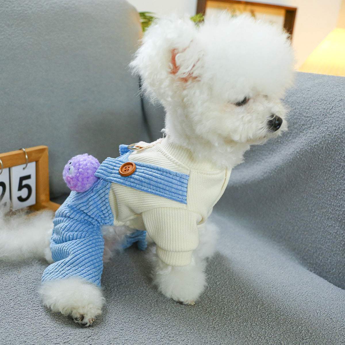 KFX-5434557 Elf Overalls for Pets - Casual Dog and Cat Clothing in Various Sizes