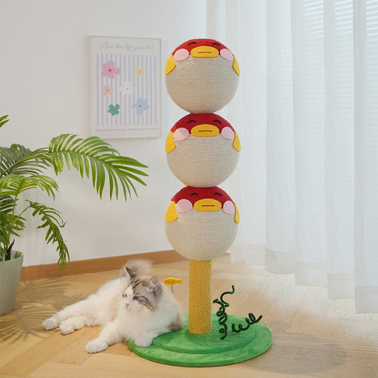 KFX-5434941 Puffer Fish-Shaped Multi-Tier Cat Climbing Frame with Scratching Post and Interactive Toys