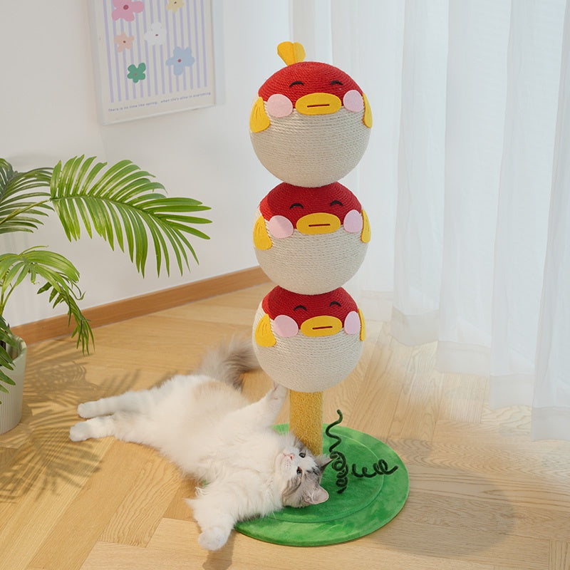 KFX-5434941 Puffer Fish-Shaped Multi-Tier Cat Climbing Frame with Scratching Post and Interactive Toys