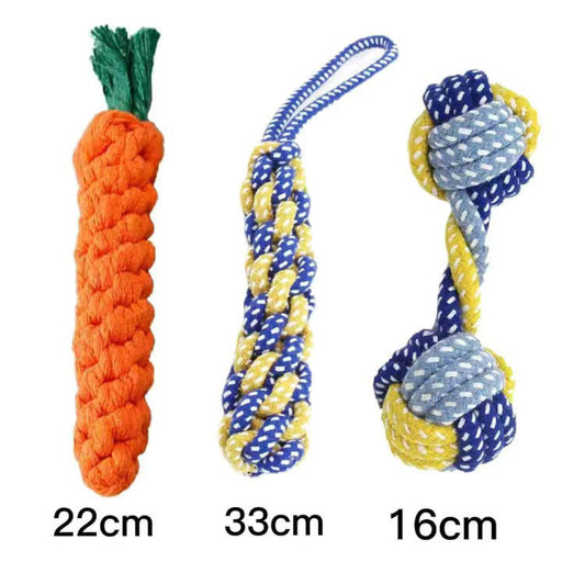 KFX-5435581 Durable Cotton Rope Toy for Small and Medium Dogs - Molar Bite Resistant Knotted Design