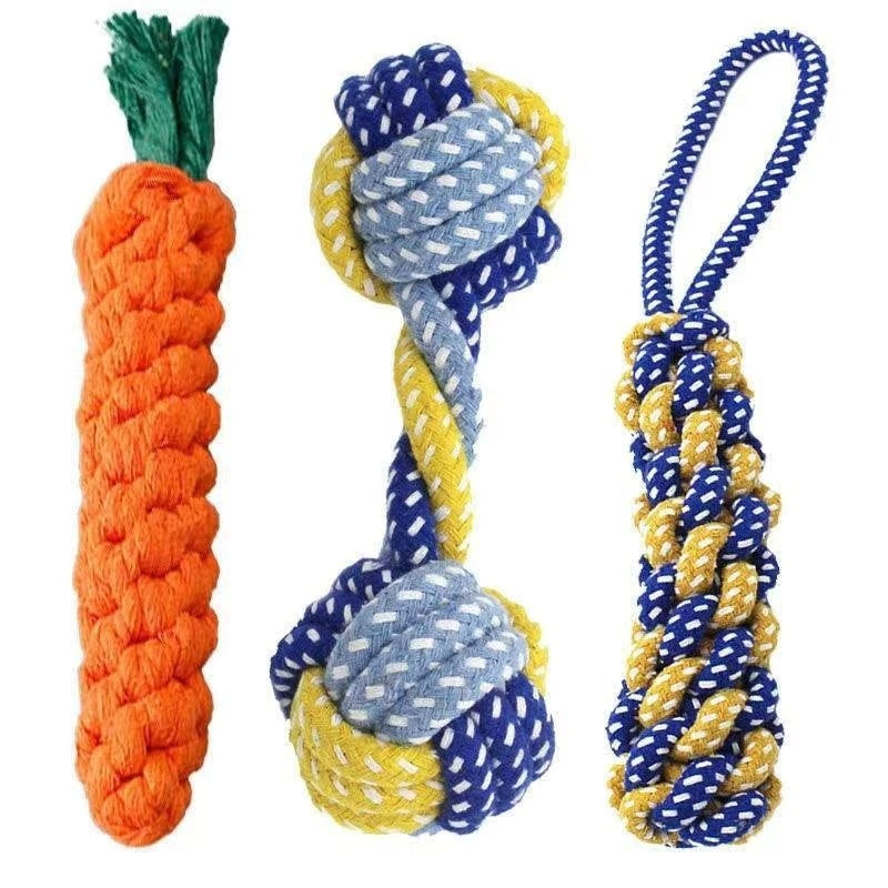 KFX-5435581 Durable Cotton Rope Toy for Small and Medium Dogs - Molar Bite Resistant Knotted Design