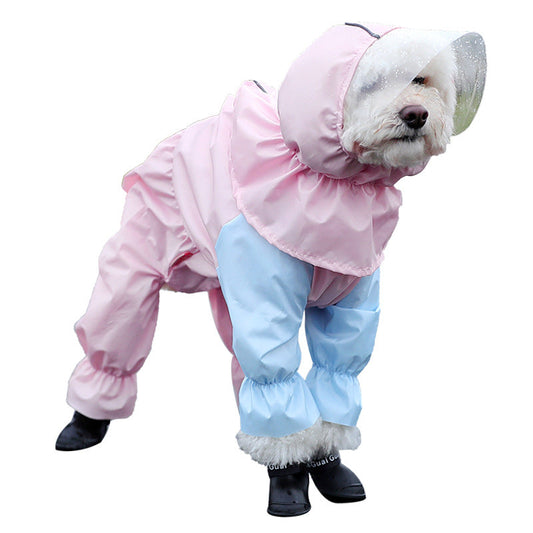 KFX-5437117 Waterproof Four-Legged Dog Raincoat Casual Style in Multiple Colors and Sizes