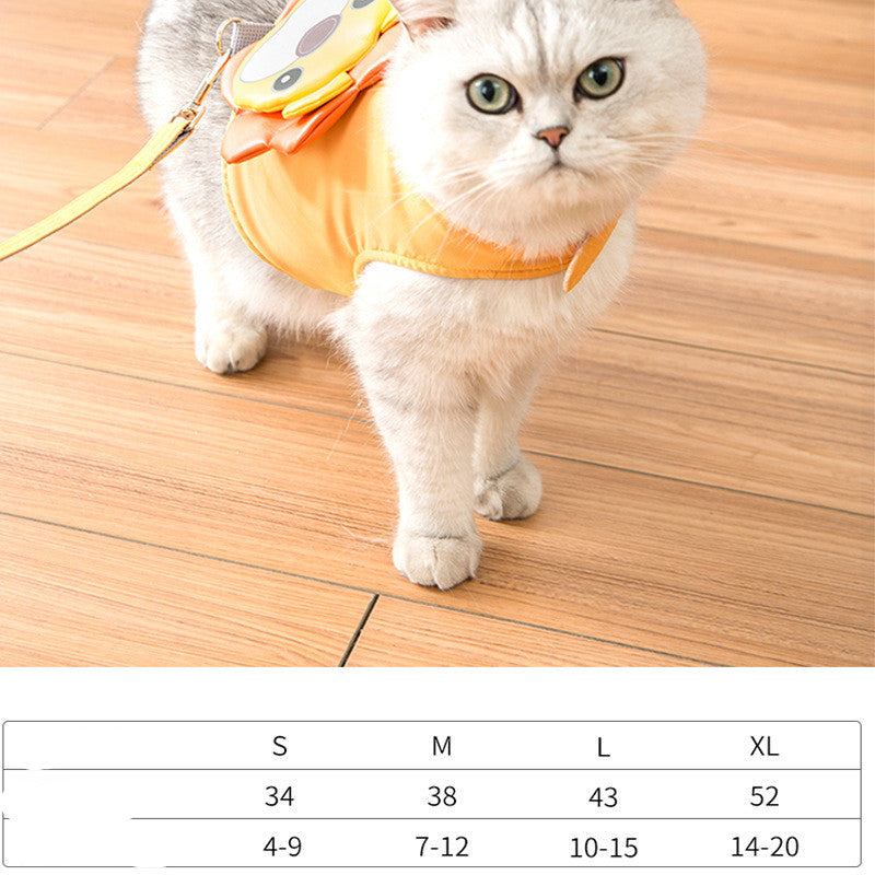 KFX-5440317 Cute Cat Vest Harness with Anti-Breakaway Walking Rope for Comfortable Outdoor Adventures