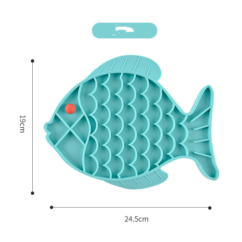 KFX-5440701 Silicone Fish-Shaped Slow Feeding Licking Mat for Dogs and Cats