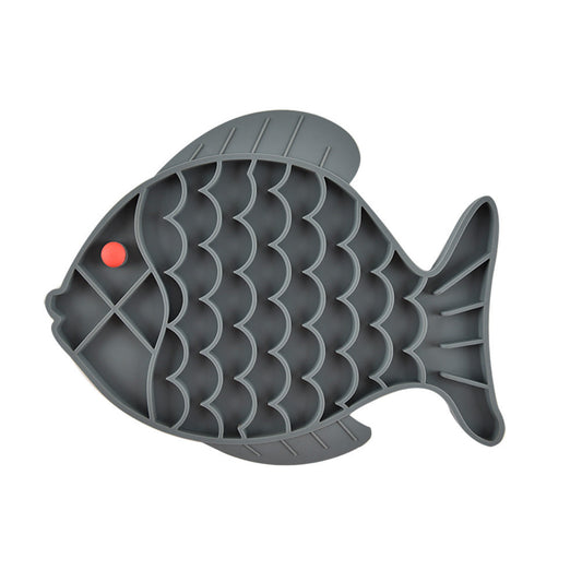 KFX-5440701 Silicone Fish-Shaped Slow Feeding Licking Mat for Dogs and Cats