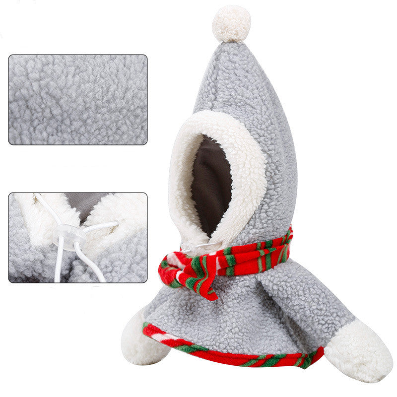KFX-5441085 Warm and Cute Gray Pet Headwear for Christmas - Free Size Polyester (Lamb Wool)
