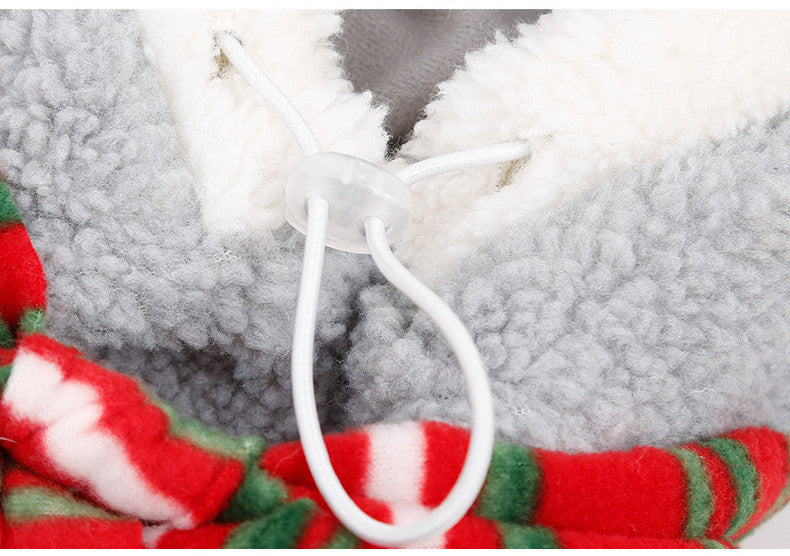 KFX-5441085 Warm and Cute Gray Pet Headwear for Christmas - Free Size Polyester (Lamb Wool)