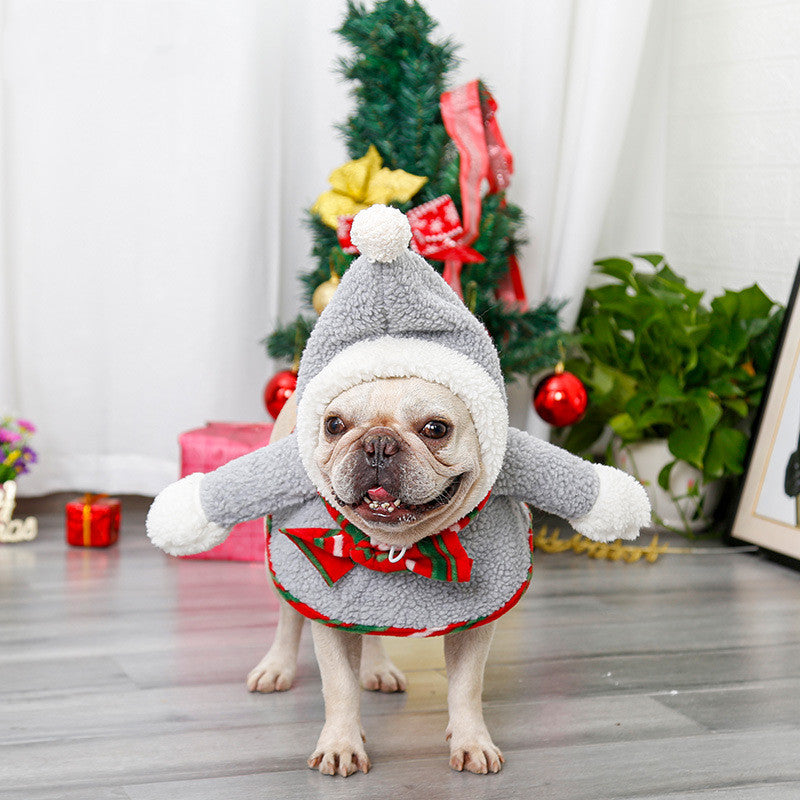 KFX-5441085 Warm and Cute Gray Pet Headwear for Christmas - Free Size Polyester (Lamb Wool)
