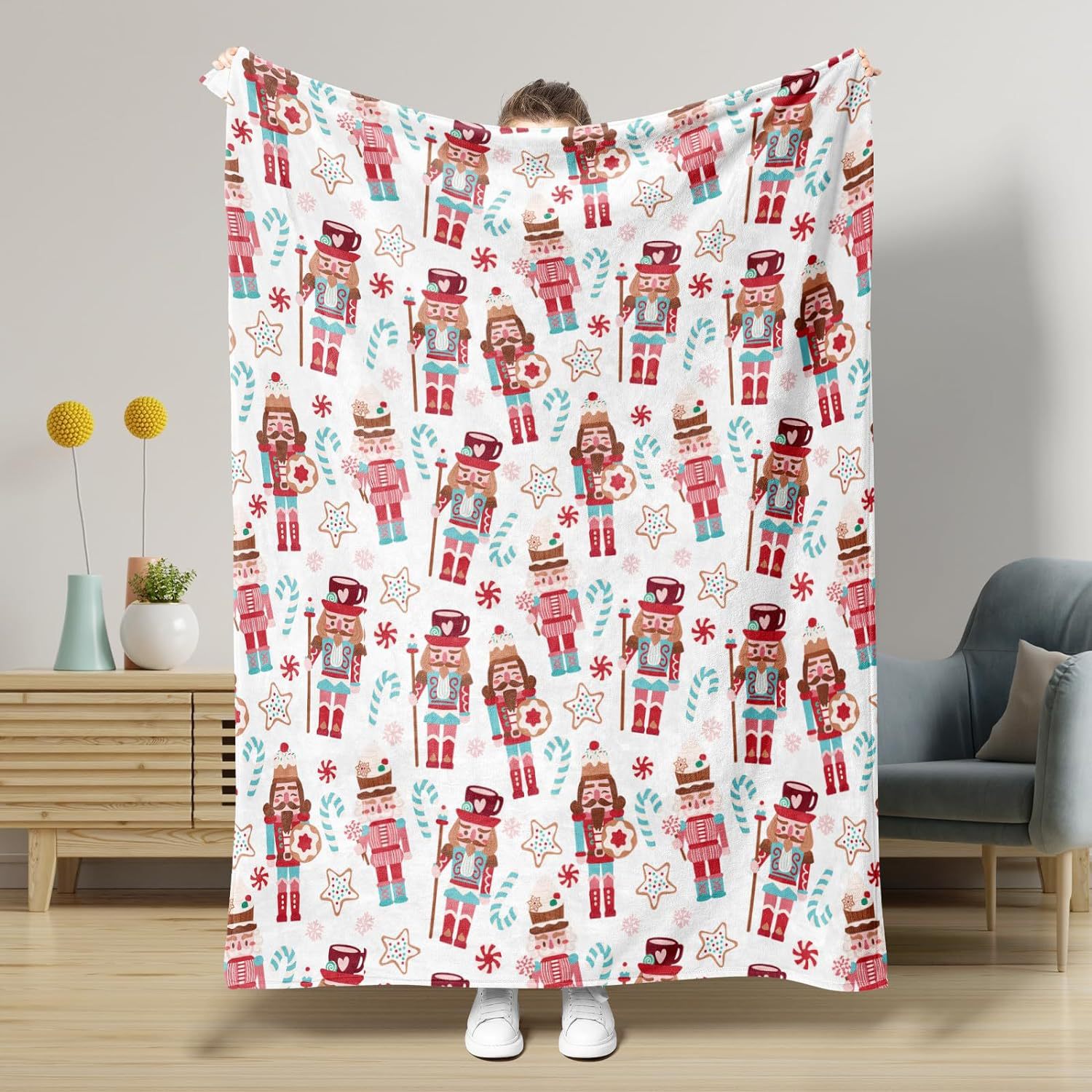 KFX-5441341 Nutcracker Pattern Blanket for All Seasons - Perfect for Beds and Sofas, Various Sizes Available