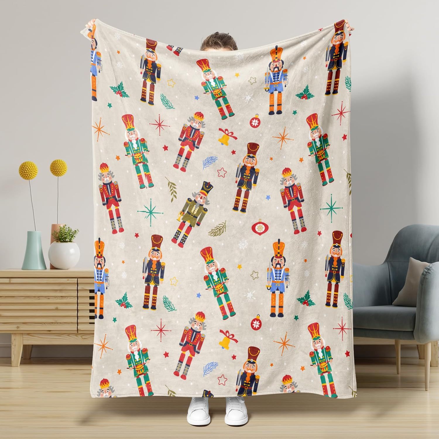 KFX-5441341 Nutcracker Pattern Blanket for All Seasons - Perfect for Beds and Sofas, Various Sizes Available