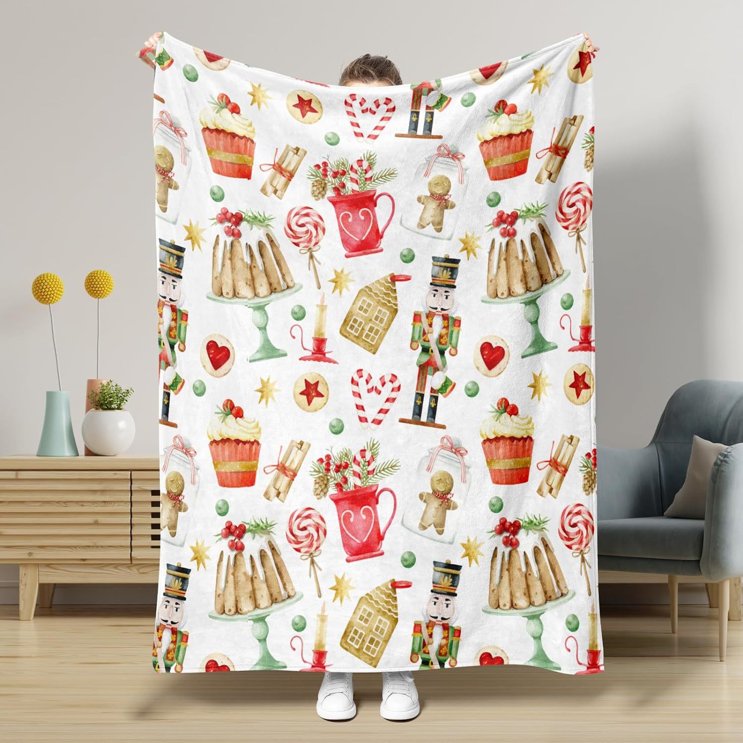 KFX-5441341 Nutcracker Pattern Blanket for All Seasons - Perfect for Beds and Sofas, Various Sizes Available