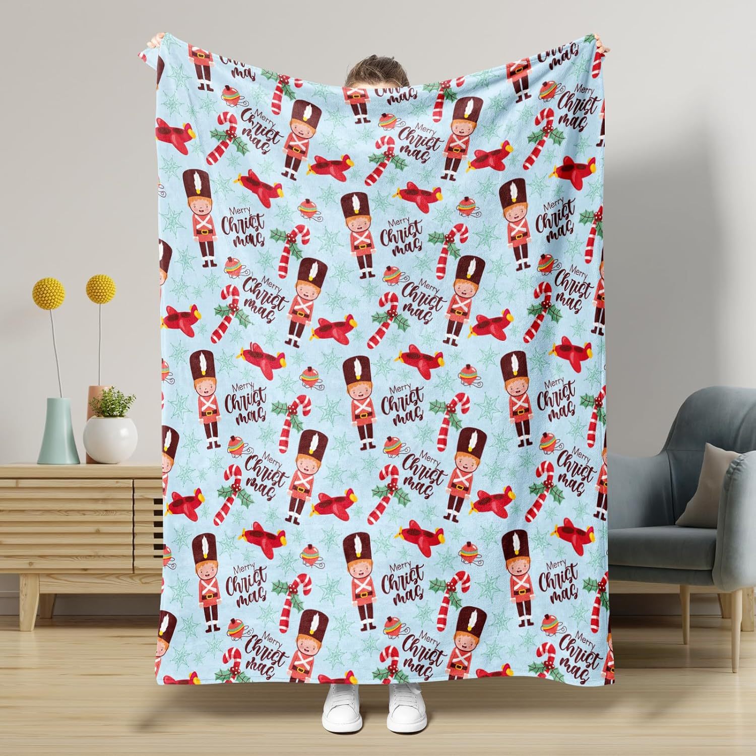 KFX-5441341 Nutcracker Pattern Blanket for All Seasons - Perfect for Beds and Sofas, Various Sizes Available