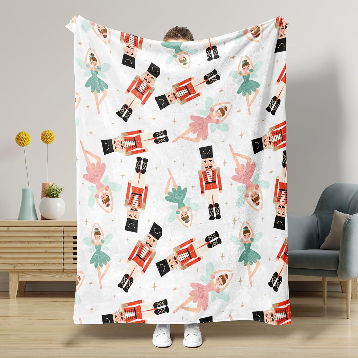 KFX-5441341 Nutcracker Pattern Blanket for All Seasons - Perfect for Beds and Sofas, Various Sizes Available
