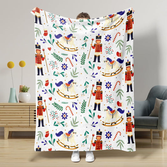 KFX-5441341 Nutcracker Pattern Blanket for All Seasons - Perfect for Beds and Sofas, Various Sizes Available