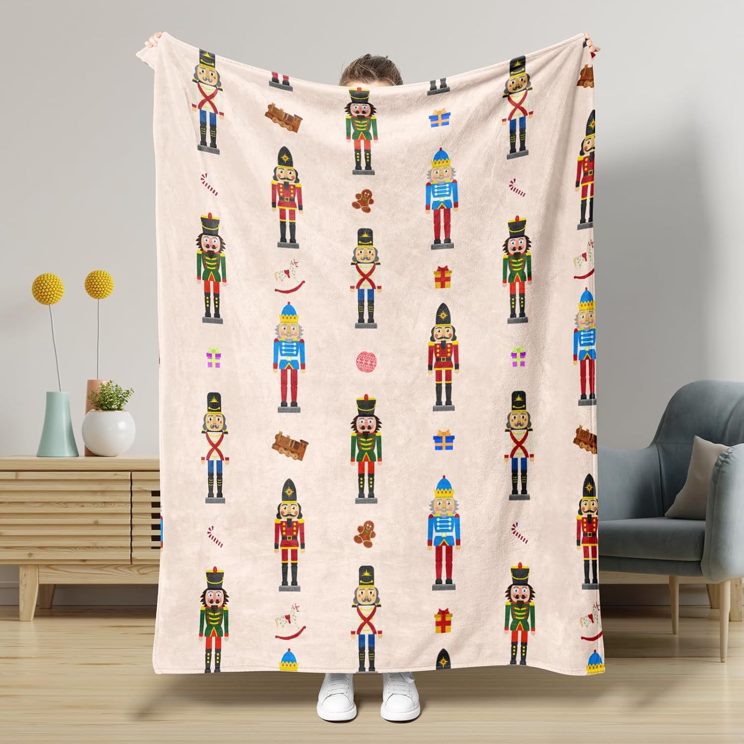 KFX-5441341 Nutcracker Pattern Blanket for All Seasons - Perfect for Beds and Sofas, Various Sizes Available