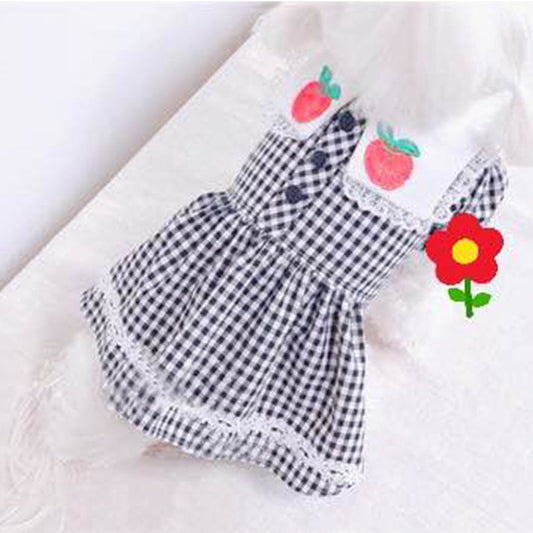 KFX-5442109 Strawberry Embroidery Cotton Pet Shirt with Button and Lapel Design