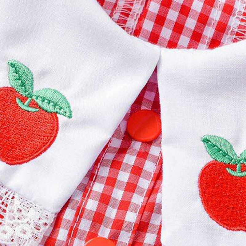 KFX-5442109 Strawberry Embroidery Cotton Pet Shirt with Button and Lapel Design