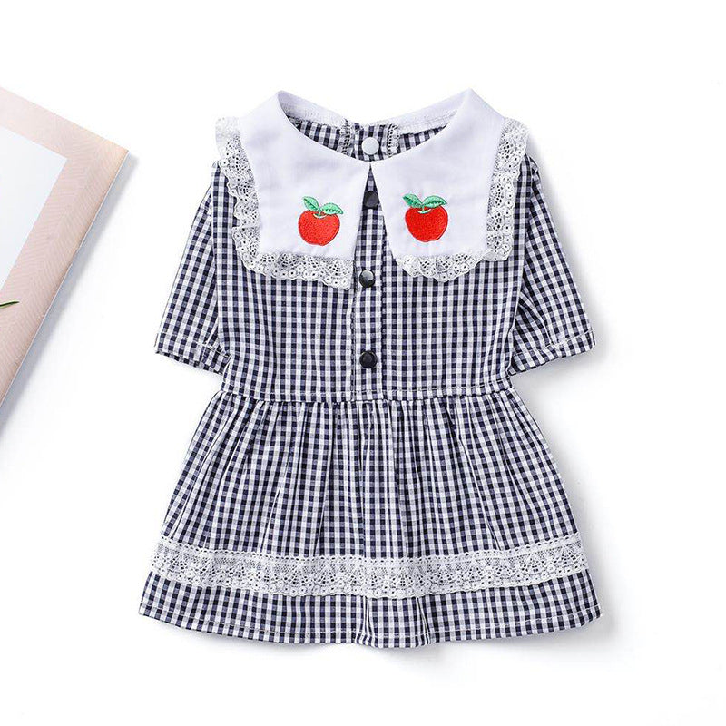 KFX-5442109 Strawberry Embroidery Cotton Pet Shirt with Button and Lapel Design