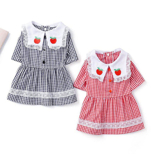 KFX-5442109 Strawberry Embroidery Cotton Pet Shirt with Button and Lapel Design