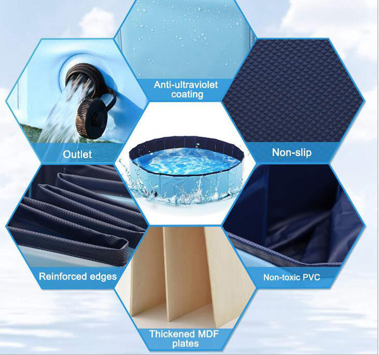 KFX-5442365 Foldable PVC Pet Bathtub - Multifunctional Swimming Pool for Pets, 80cm Diameter, Easy Storage