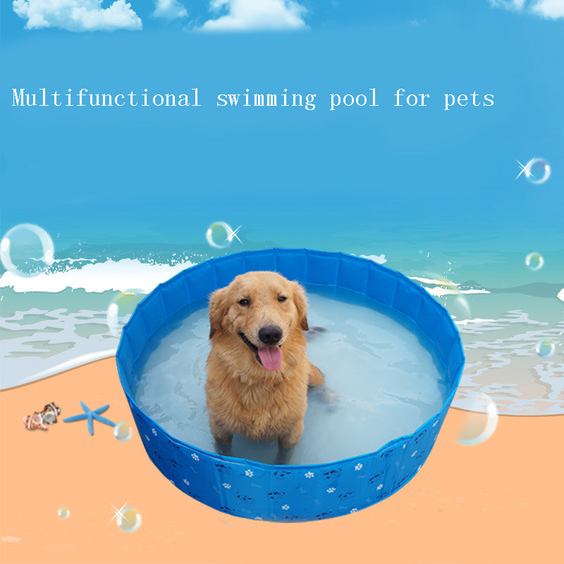 KFX-5442365 Foldable PVC Pet Bathtub - Multifunctional Swimming Pool for Pets, 80cm Diameter, Easy Storage