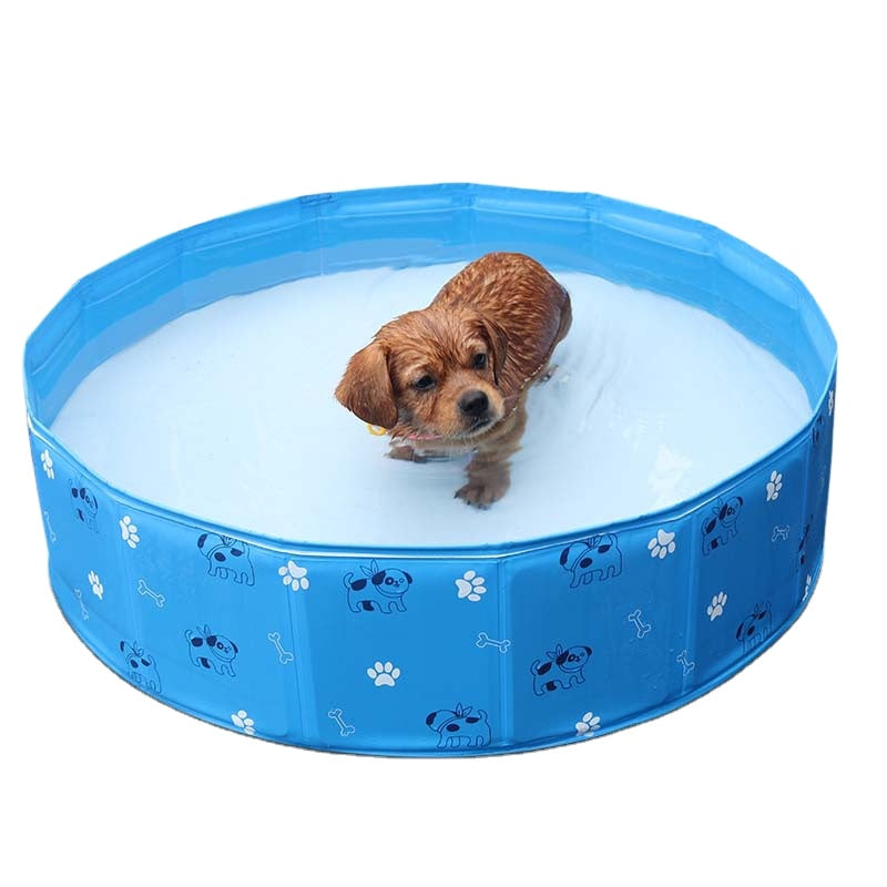KFX-5442365 Foldable PVC Pet Bathtub - Multifunctional Swimming Pool for Pets, 80cm Diameter, Easy Storage