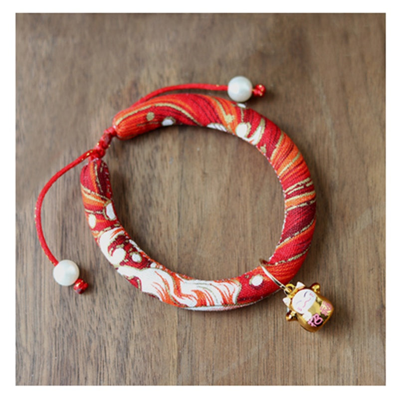 KFX-5442493 Japanese Style Pearl Collar for Dogs and Cats, Adjustable 15-40 cm