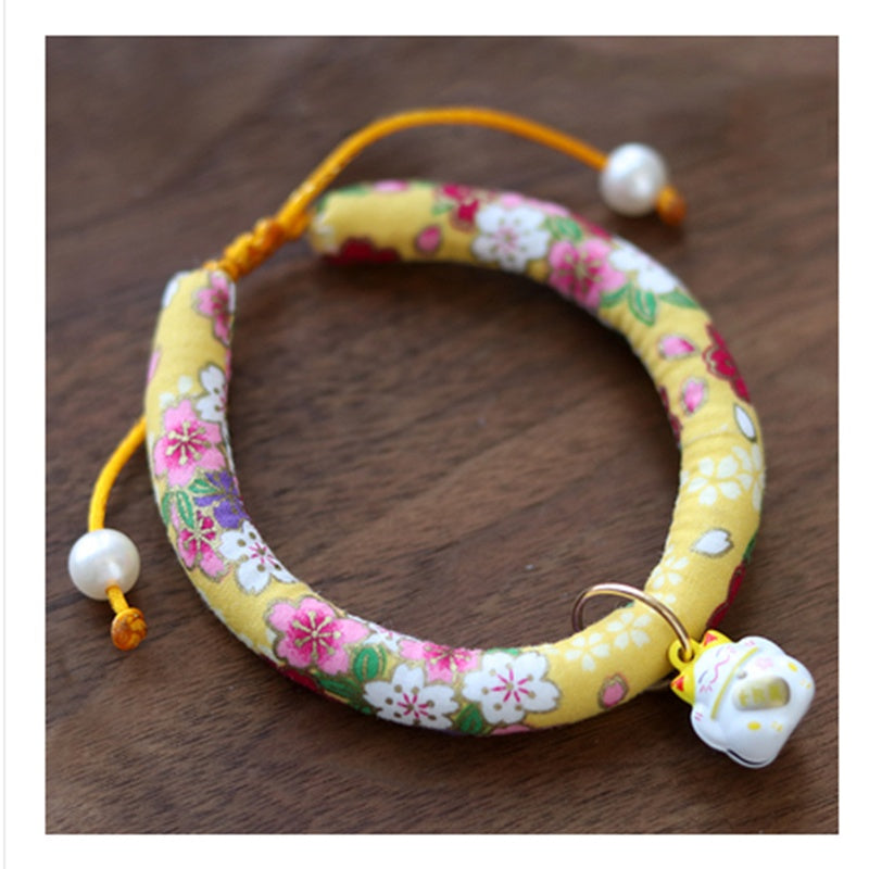 KFX-5442493 Japanese Style Pearl Collar for Dogs and Cats, Adjustable 15-40 cm